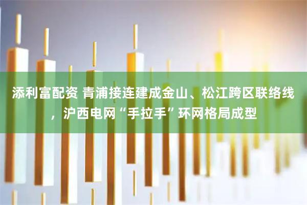 添利富配资 青浦接连建成金山、松江跨区联络线，沪西电网“手拉手”环网格局成型